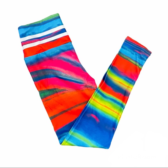 NWOT Multicolor Tie-Dye Long Workout Leggings Size Medium - Picture 3 of 7
